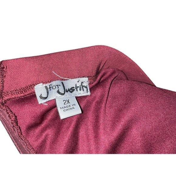 J for Justify Womens Burgundy Ruched Mini Skirt W/ Rhinestones 2X Burgundy - Picture 4 of 8
